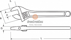 Размеры ключа разводного сантехнического Super-Ego 15"